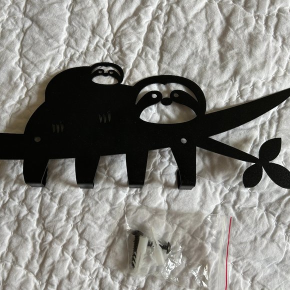 Sloths Animal Key Holder Black Metal Wall Hooks Decor Hanger Coat Toys Leash - Picture 4 of 7